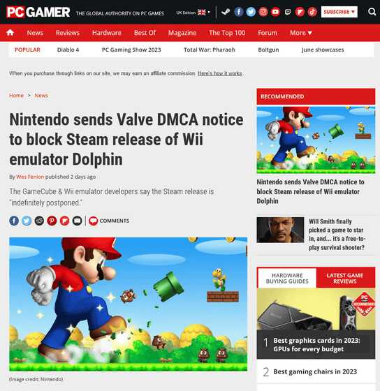 任天堂がゲームキューブ＆Wiiエミュレーター「Dolphin」Steam版の削除をValveに要求|au Webポータル経済・ITニュース